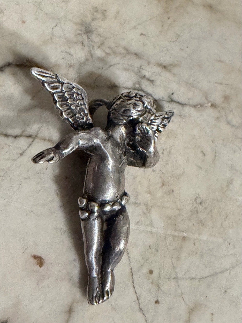 Vintage sterling Silver Angel Cherub pendant